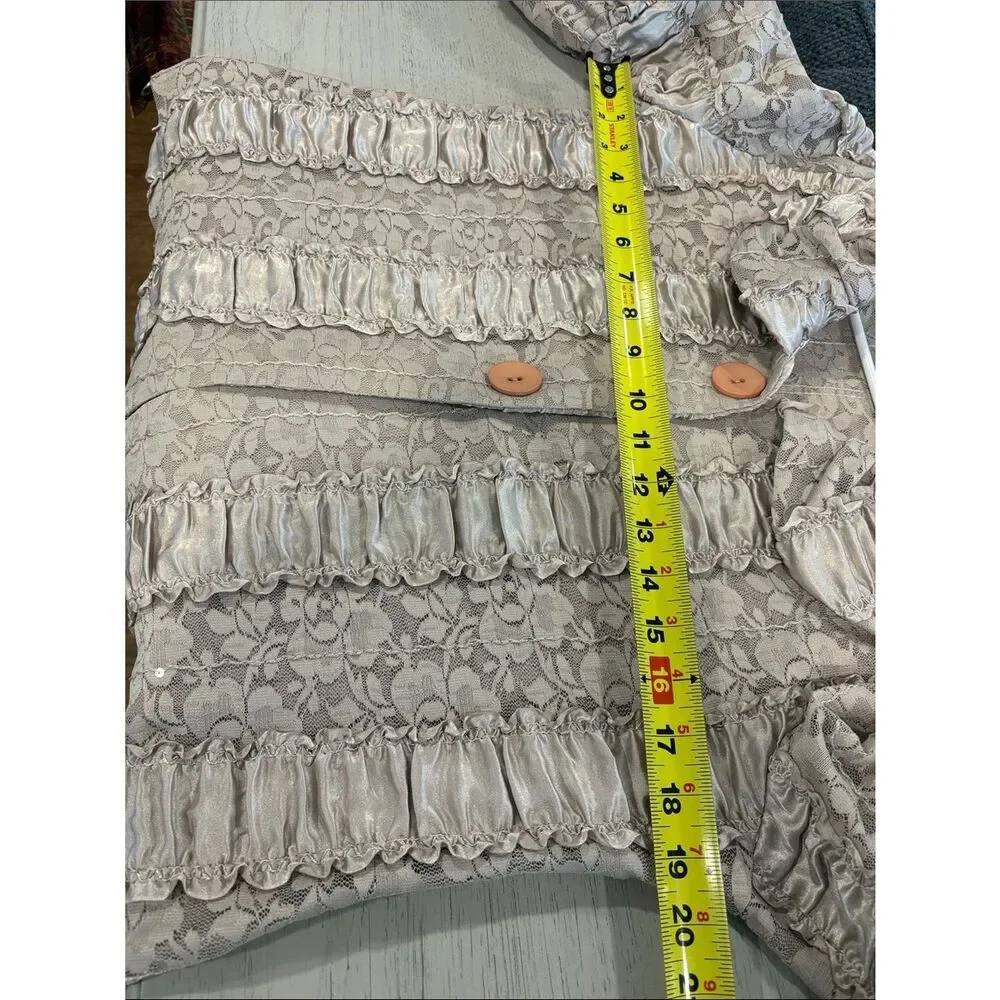 Damee Inc  Lace Ruffle Blazer - Cream